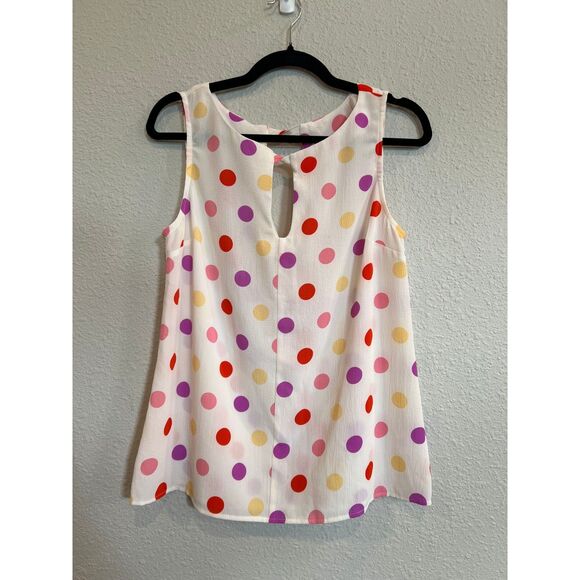 ModCloth Tank Top White Polka Dot Size Medium a636 - Picture 2 of 5